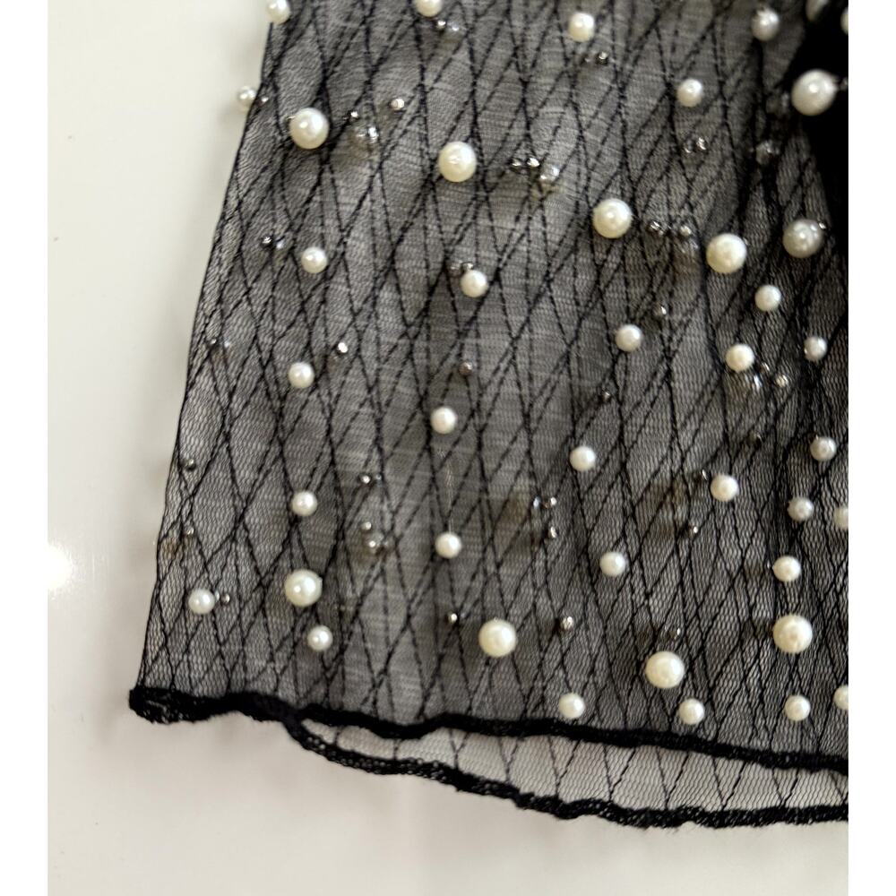 Hot & Delicious Black Sheer pearl dress/cover up L - Picture 7 of 12